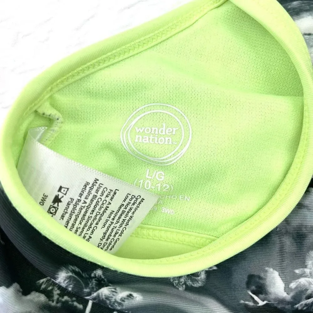 BUY 1 GET 1 FREE wonder nation large (10-12) girls sports bra green black palm t - Picture 4 of 8